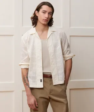 Boxy Fit Checked Eyelet Shirt