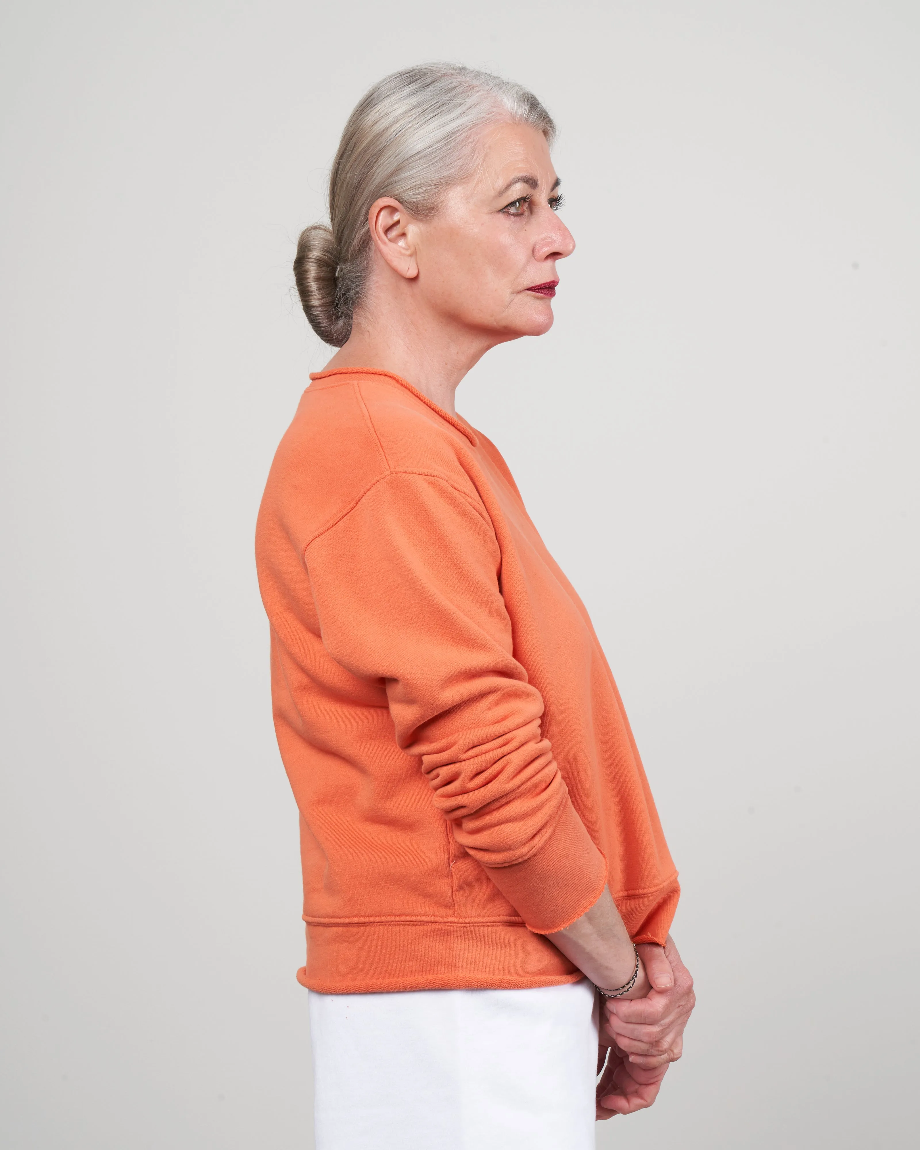 boyfriend crew neck sweatshirt - tangerine