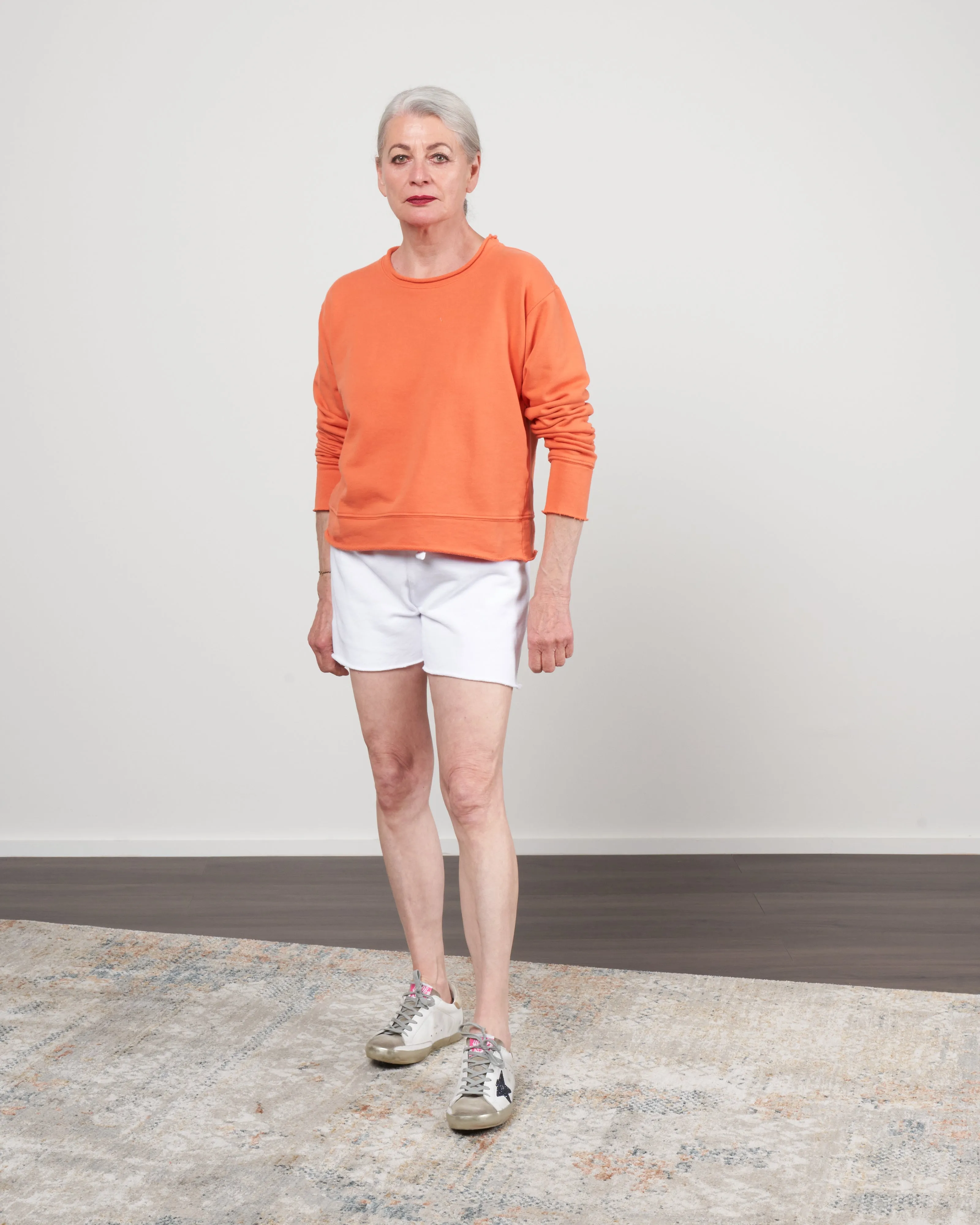 boyfriend crew neck sweatshirt - tangerine