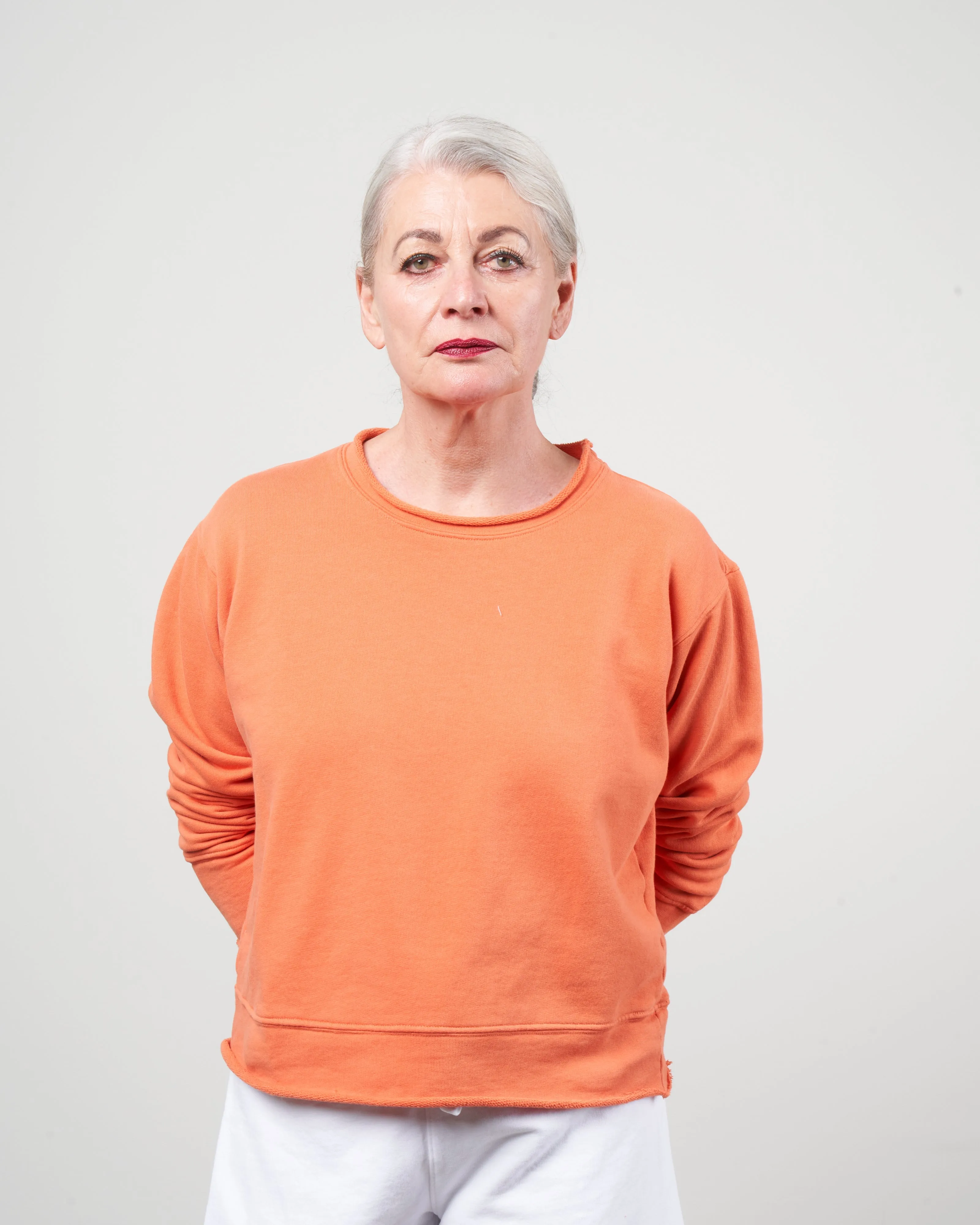 boyfriend crew neck sweatshirt - tangerine