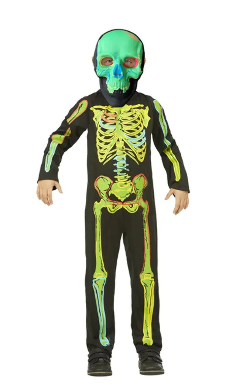 Boys Neon Skeleton Glow in the Dark Costume