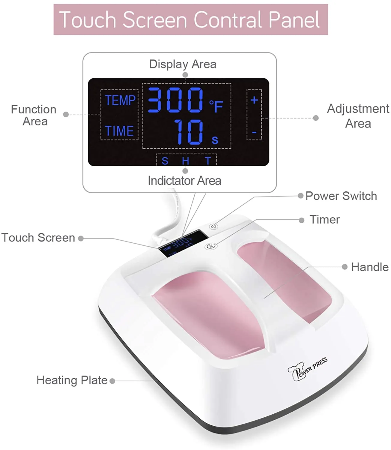 Brand new PowerPress HPM-0000-PK Heat Press Machine Portable-Pink，12"x10", Retails $192 W/Tax!