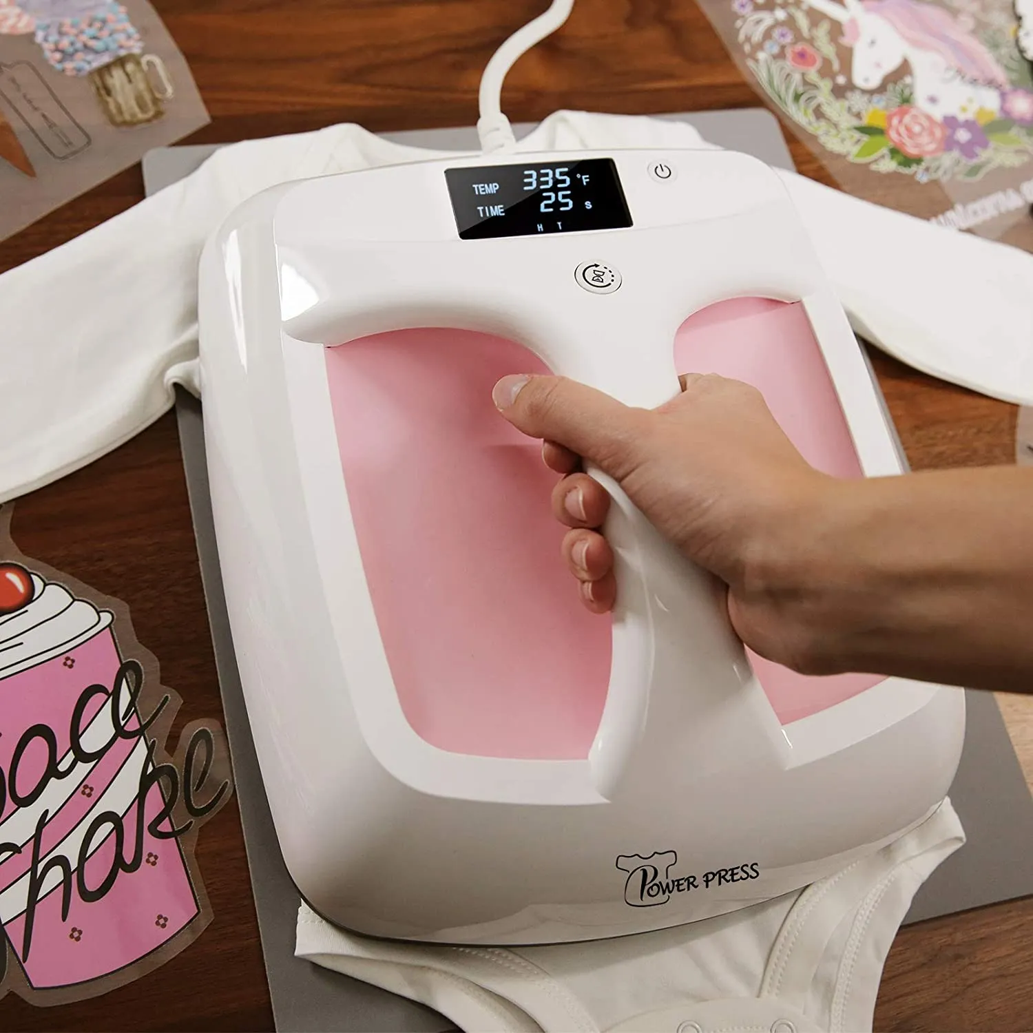 Brand new PowerPress HPM-0000-PK Heat Press Machine Portable-Pink，12"x10", Retails $192 W/Tax!