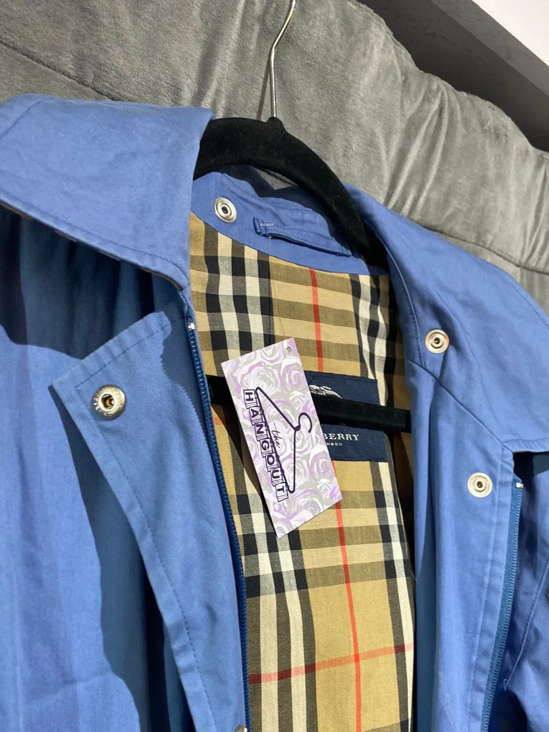 Burberry London Medium Blue Hooded Raincoat