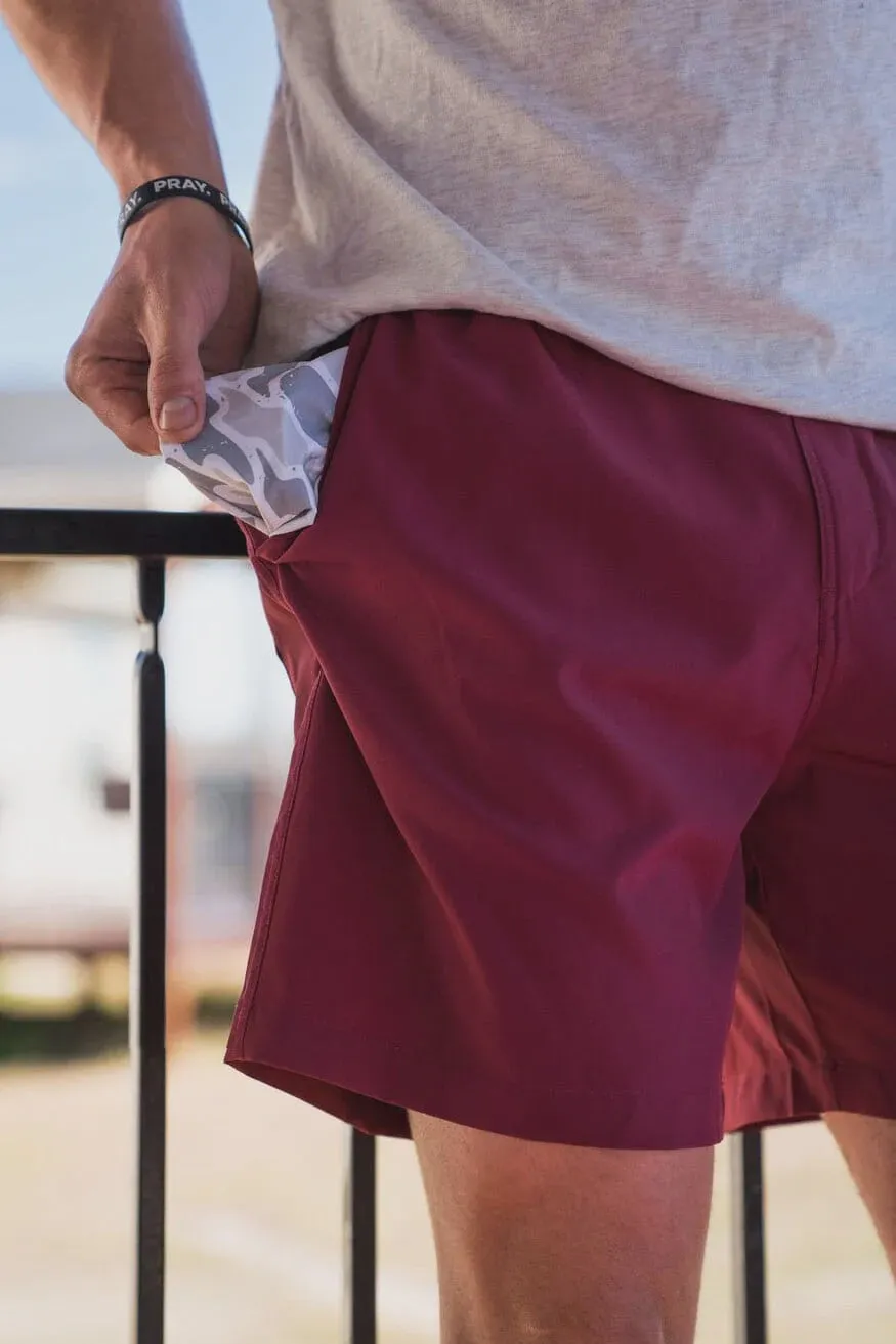 Burlebo Everyday Shorts Maroon/White Camo
