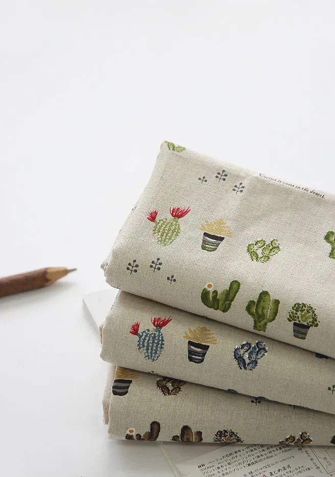 Cactus Cotton Linen Fabric, Blue, 57" Wide - By the Yard V01 88185