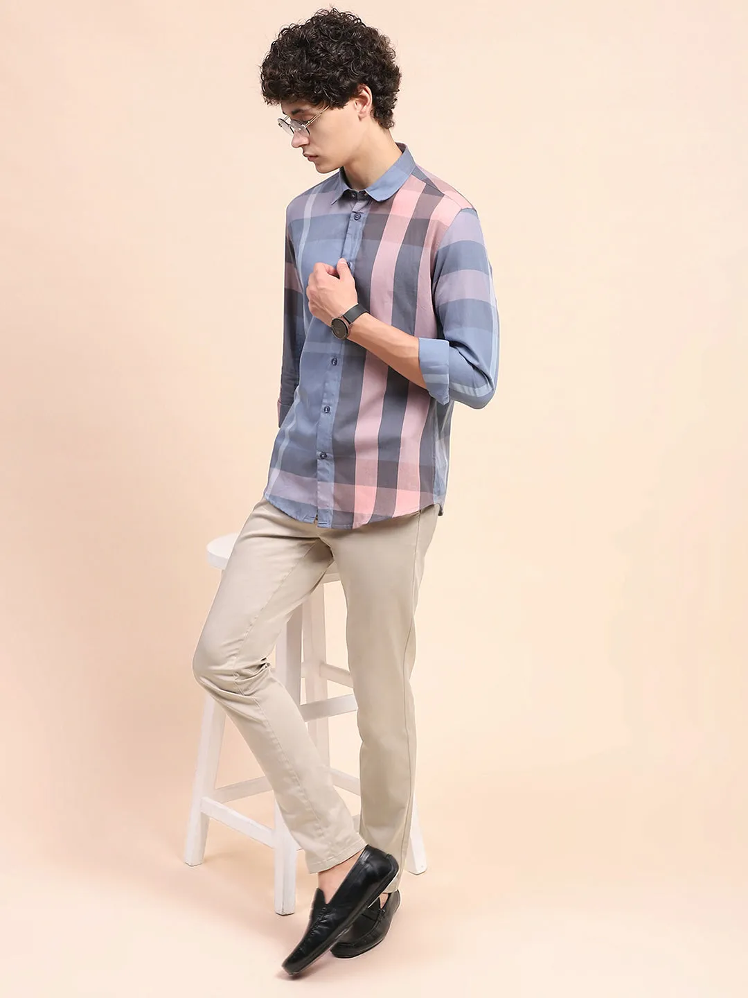 Camla Barcelona Chequered Grey Regular Shirt
