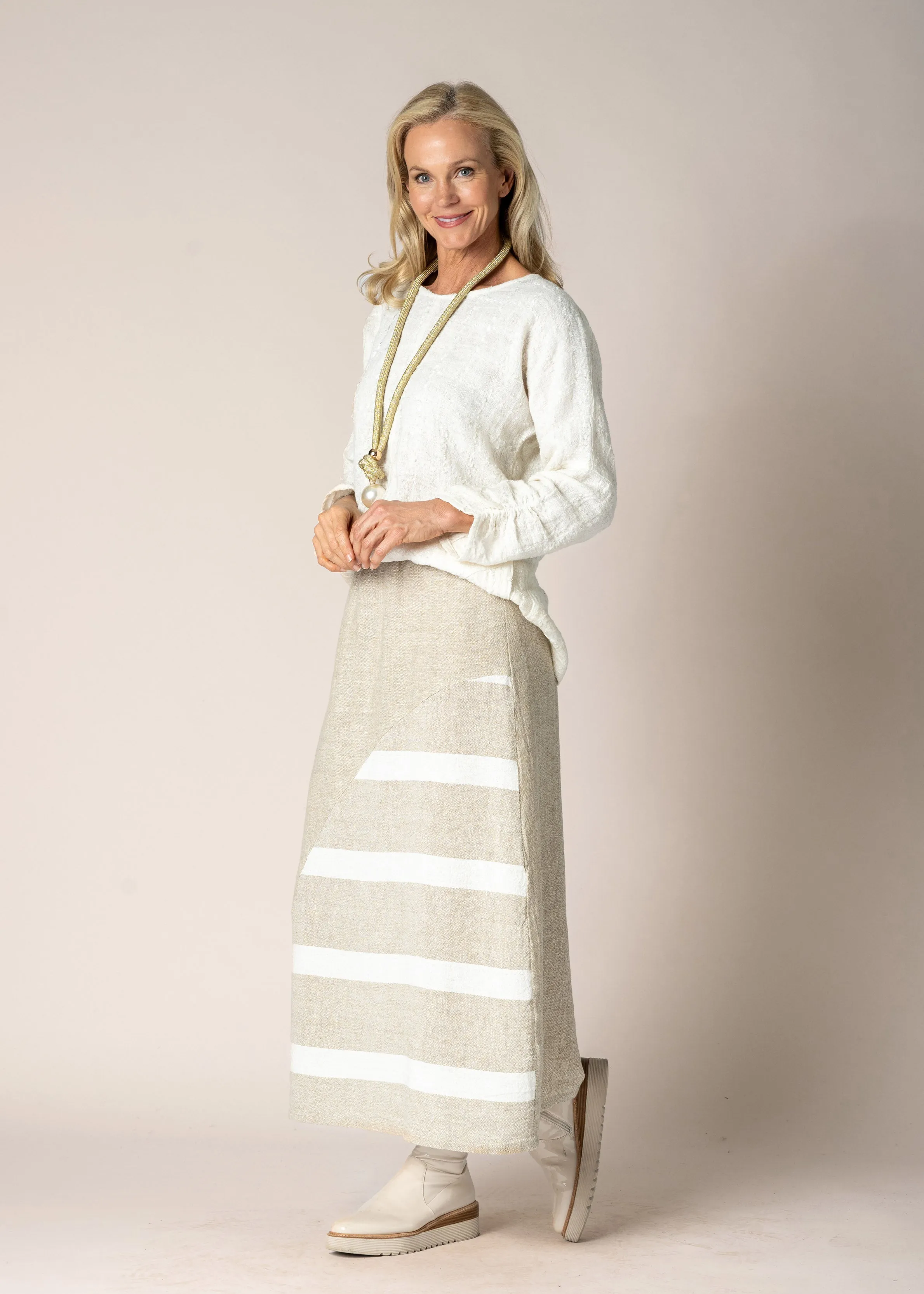 Carmina Linen Top in Cream