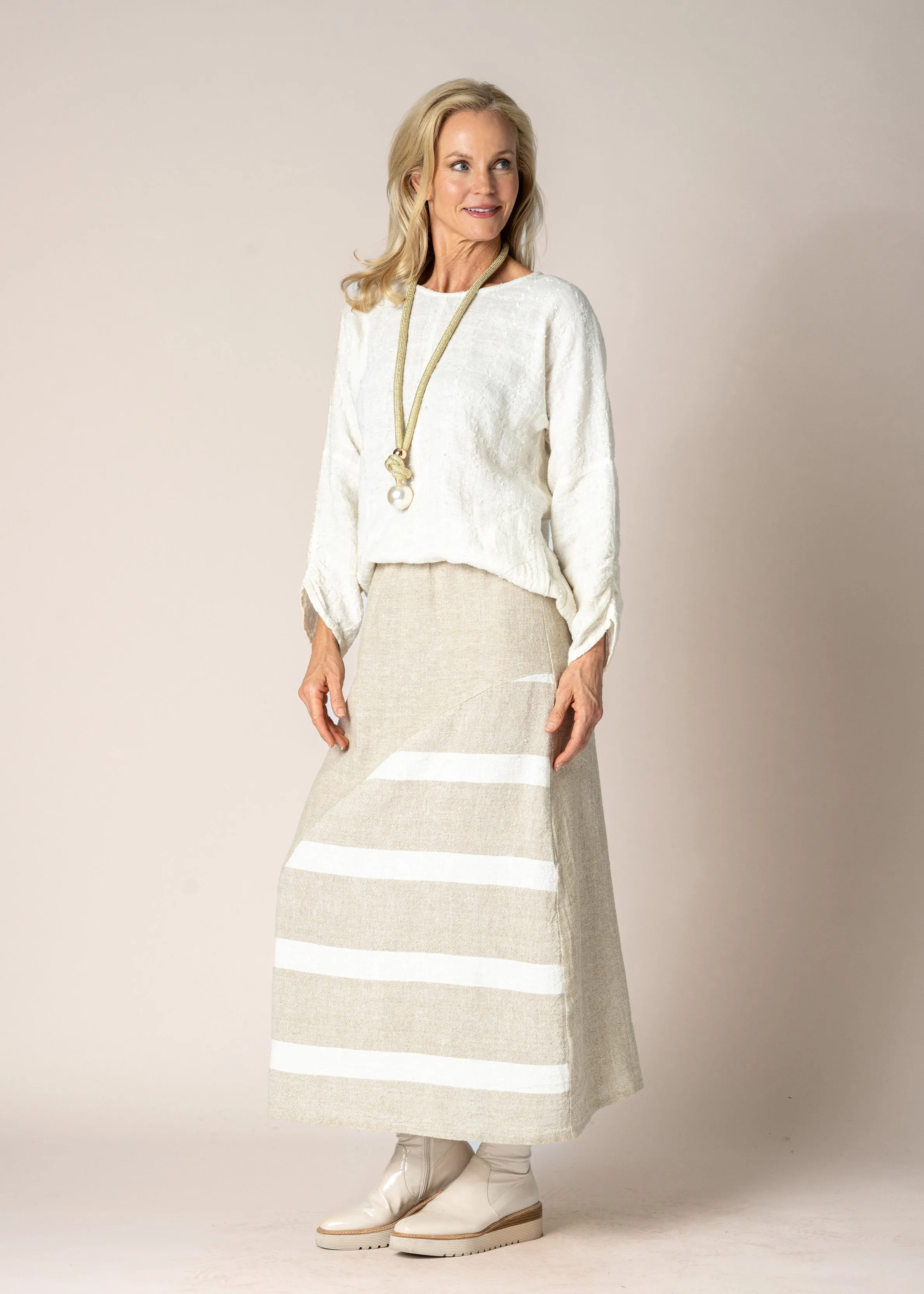 Carmina Linen Top in Cream