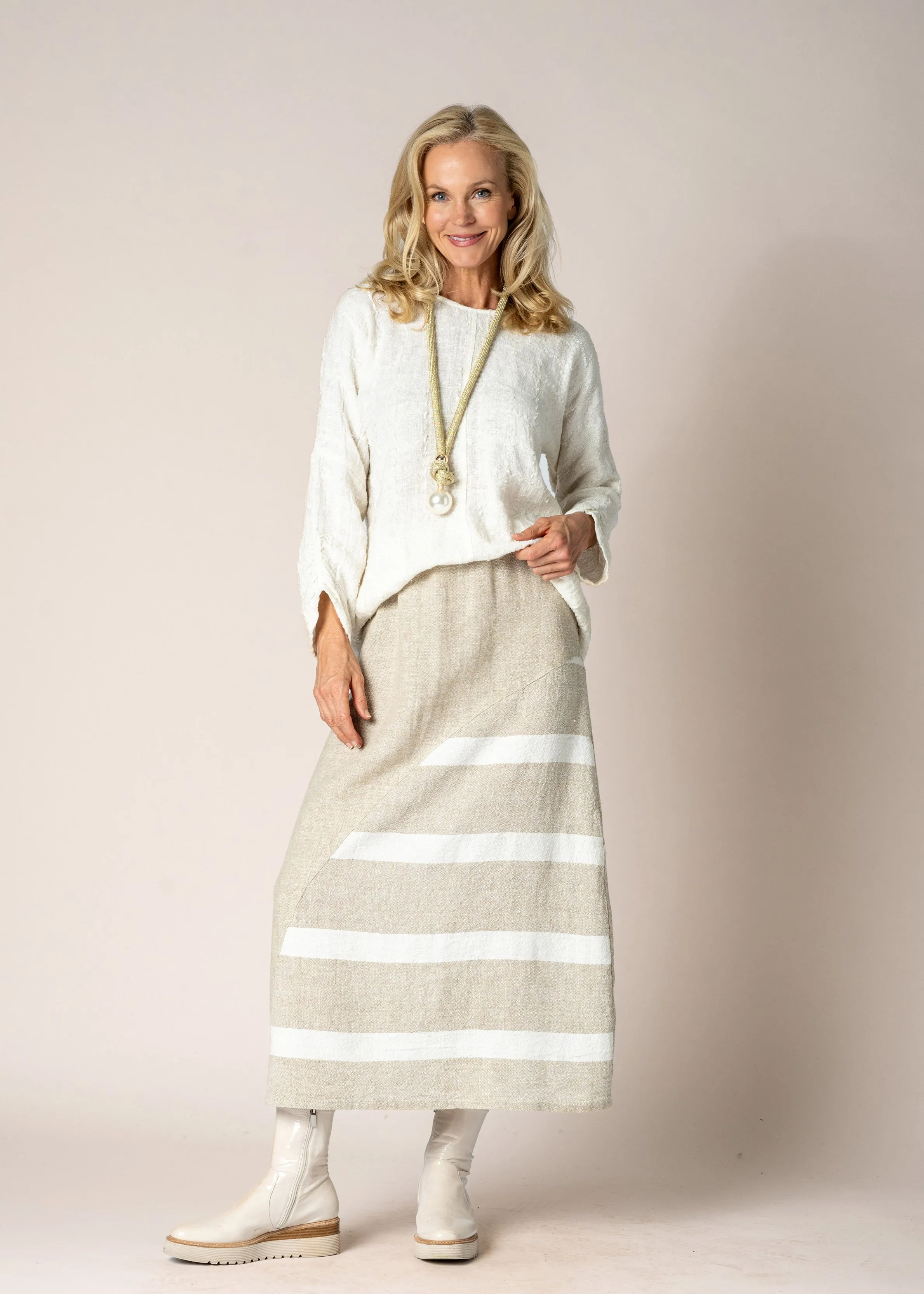 Carmina Linen Top in Cream