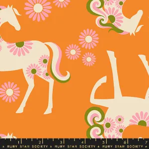 Carousel, Carousel Horse in Burnt Orange CANVAS