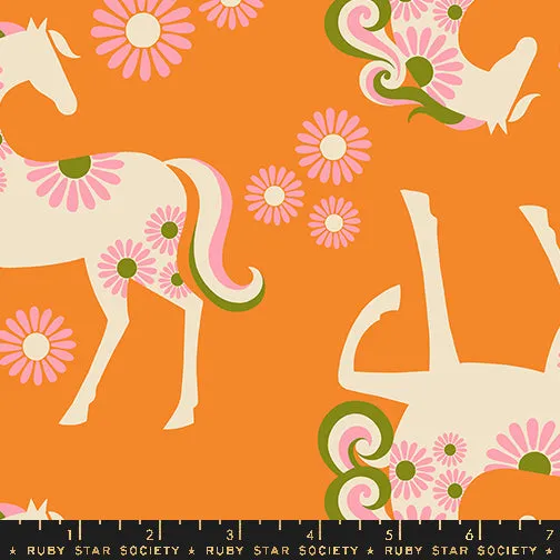 Carousel, Carousel Horse in Burnt Orange CANVAS