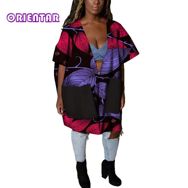 Casual African Clothes for Women African Print Cotton Loose Sexy Deep V Neck Dashiki Gown Women Bazin Riche Africa Blouse WY4803
