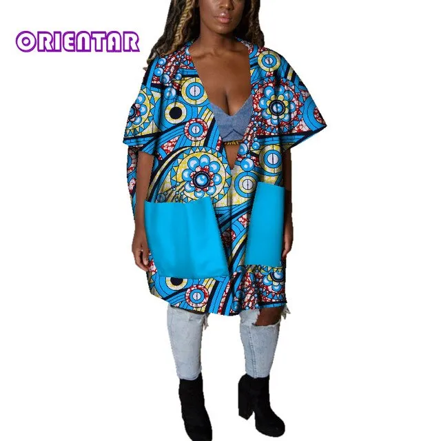 Casual African Clothes for Women African Print Cotton Loose Sexy Deep V Neck Dashiki Gown Women Bazin Riche Africa Blouse WY4803