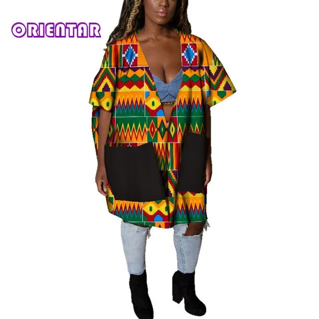 Casual African Clothes for Women African Print Cotton Loose Sexy Deep V Neck Dashiki Gown Women Bazin Riche Africa Blouse WY4803