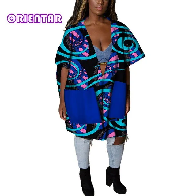 Casual African Clothes for Women African Print Cotton Loose Sexy Deep V Neck Dashiki Gown Women Bazin Riche Africa Blouse WY4803