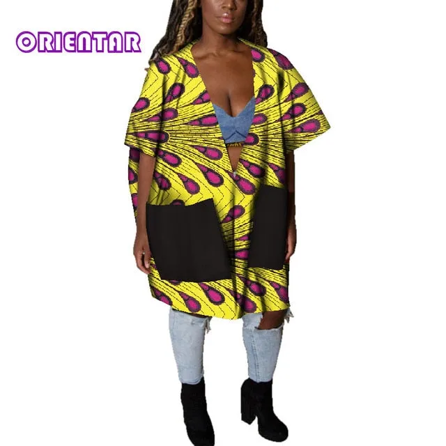 Casual African Clothes for Women African Print Cotton Loose Sexy Deep V Neck Dashiki Gown Women Bazin Riche Africa Blouse WY4803