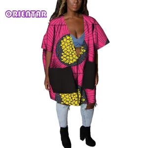Casual African Clothes for Women African Print Cotton Loose Sexy Deep V Neck Dashiki Gown Women Bazin Riche Africa Blouse WY4803