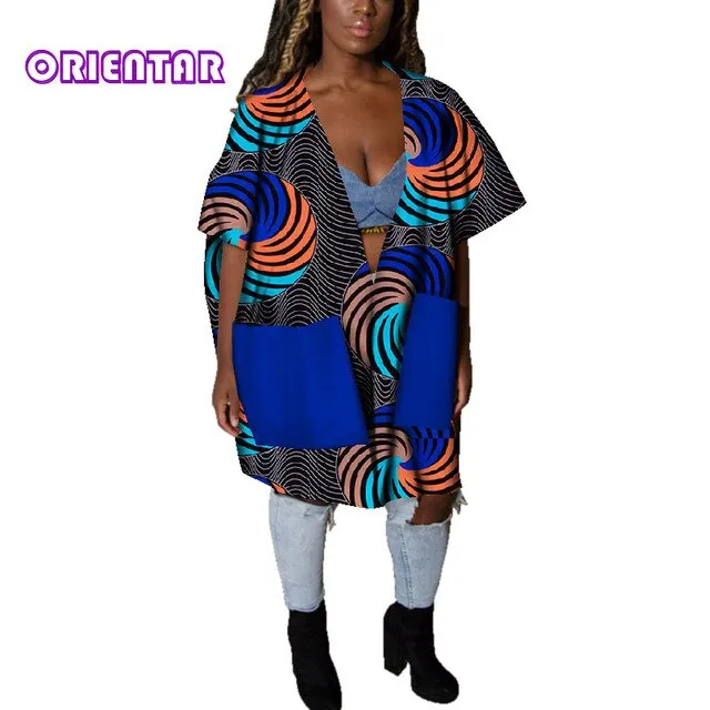 Casual African Clothes for Women African Print Cotton Loose Sexy Deep V Neck Dashiki Gown Women Bazin Riche Africa Blouse WY4803