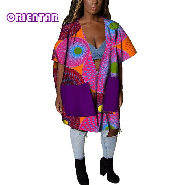 Casual African Clothes for Women African Print Cotton Loose Sexy Deep V Neck Dashiki Gown Women Bazin Riche Africa Blouse WY4803