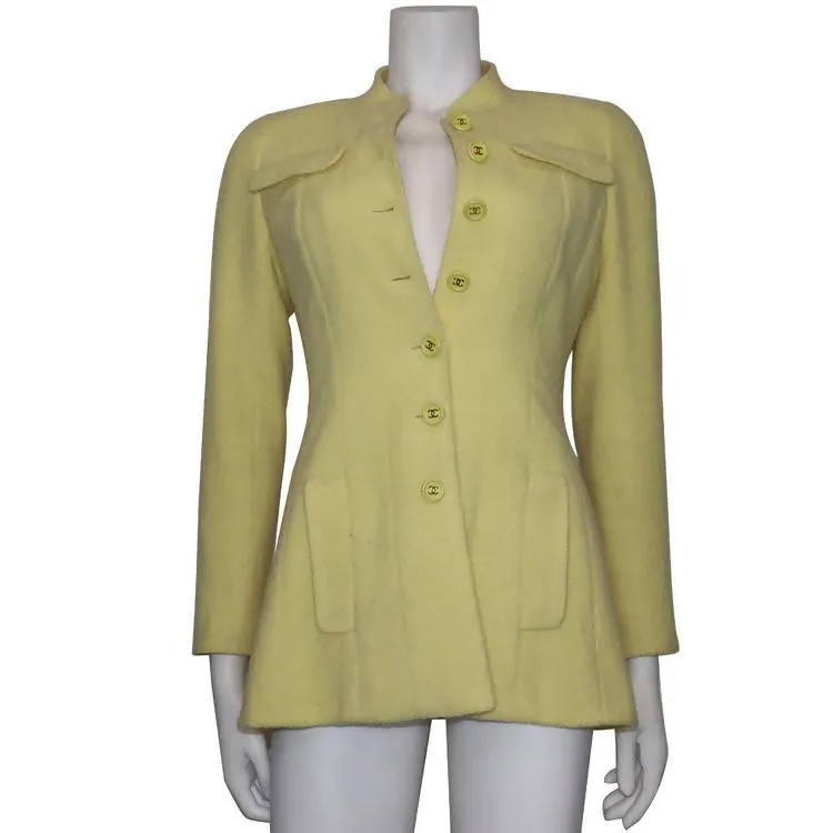 CHANEL Yellow Two-Piece Skirt and Suit Set | Size 36