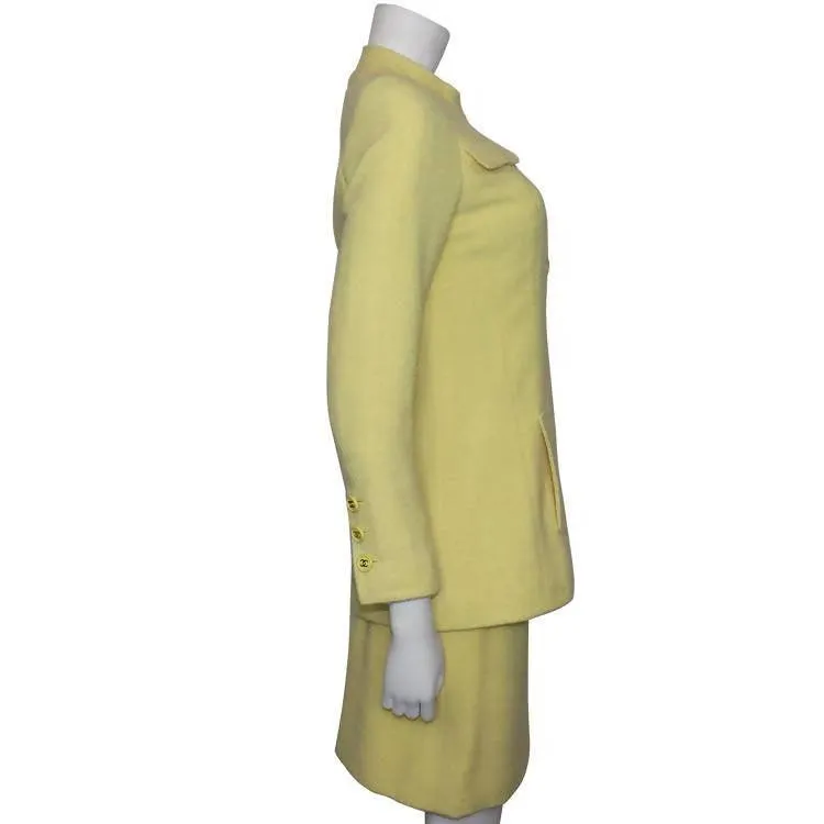 CHANEL Yellow Two-Piece Skirt and Suit Set | Size 36