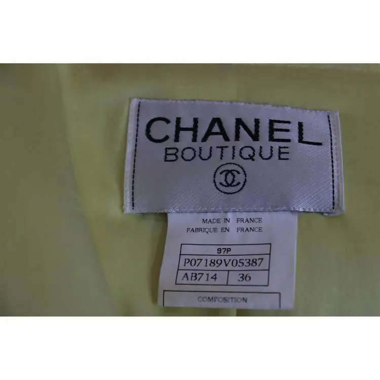CHANEL Yellow Two-Piece Skirt and Suit Set | Size 36