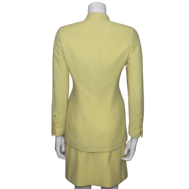 CHANEL Yellow Two-Piece Skirt and Suit Set | Size 36