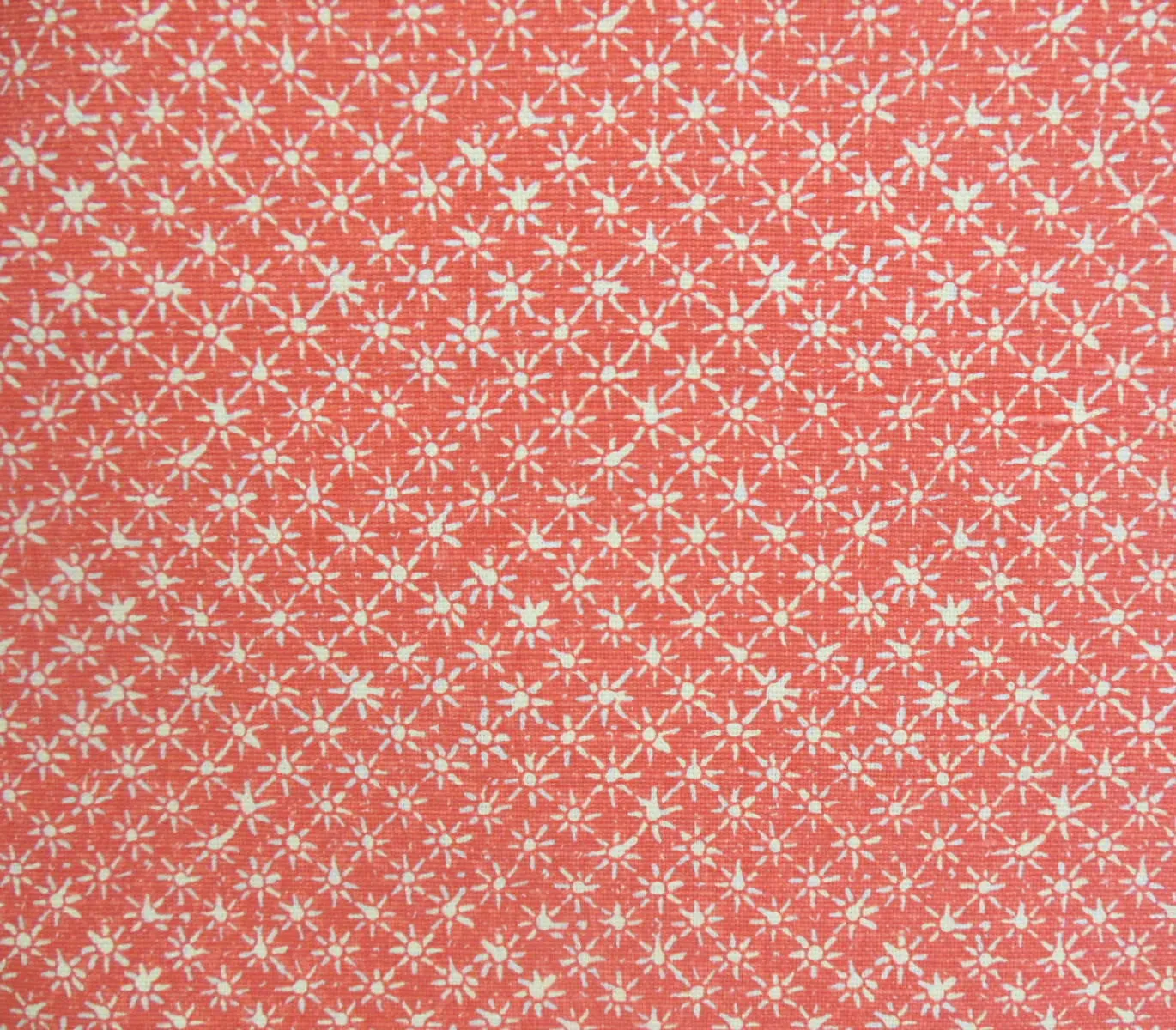 China Seas Fabric: Balinese Star - New Shrimp / Cream on White Belgian Linen / Cotton