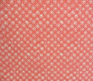 China Seas Fabric: Balinese Star - New Shrimp / Cream on White Belgian Linen / Cotton