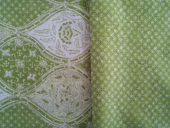 China Seas Fabric: Balinese Star - New Shrimp / Cream on White Belgian Linen / Cotton
