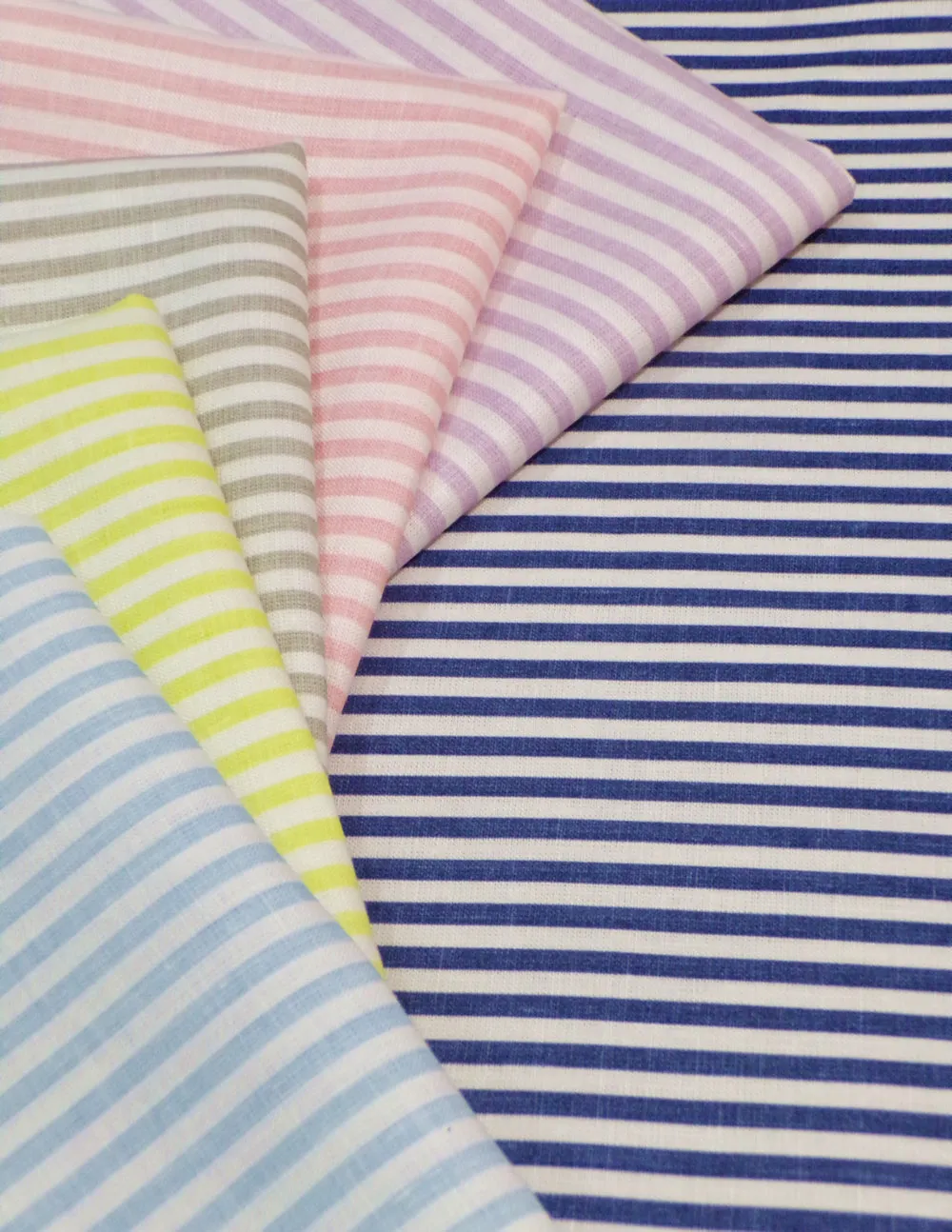 China Seas Fabric: Lulu Stripe -  Custom Sky Blue on White 100% Linen