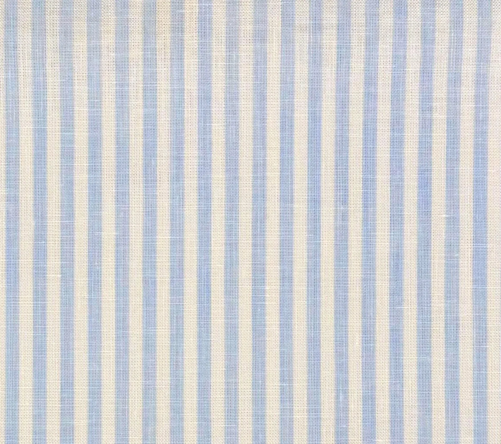 China Seas Fabric: Lulu Stripe -  Custom Sky Blue on White 100% Linen