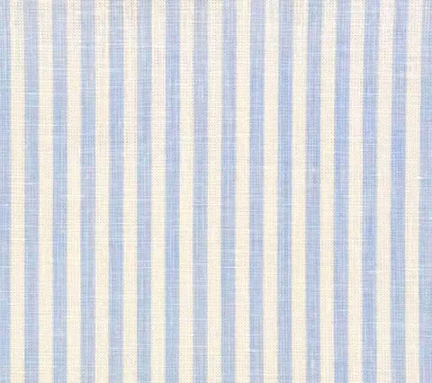 China Seas Fabric: Lulu Stripe -  Custom Sky Blue on White 100% Linen