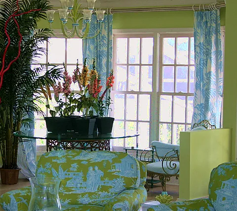 China Seas Fabric: Martinique - Custom Olive Green on Tinted 100% Linen