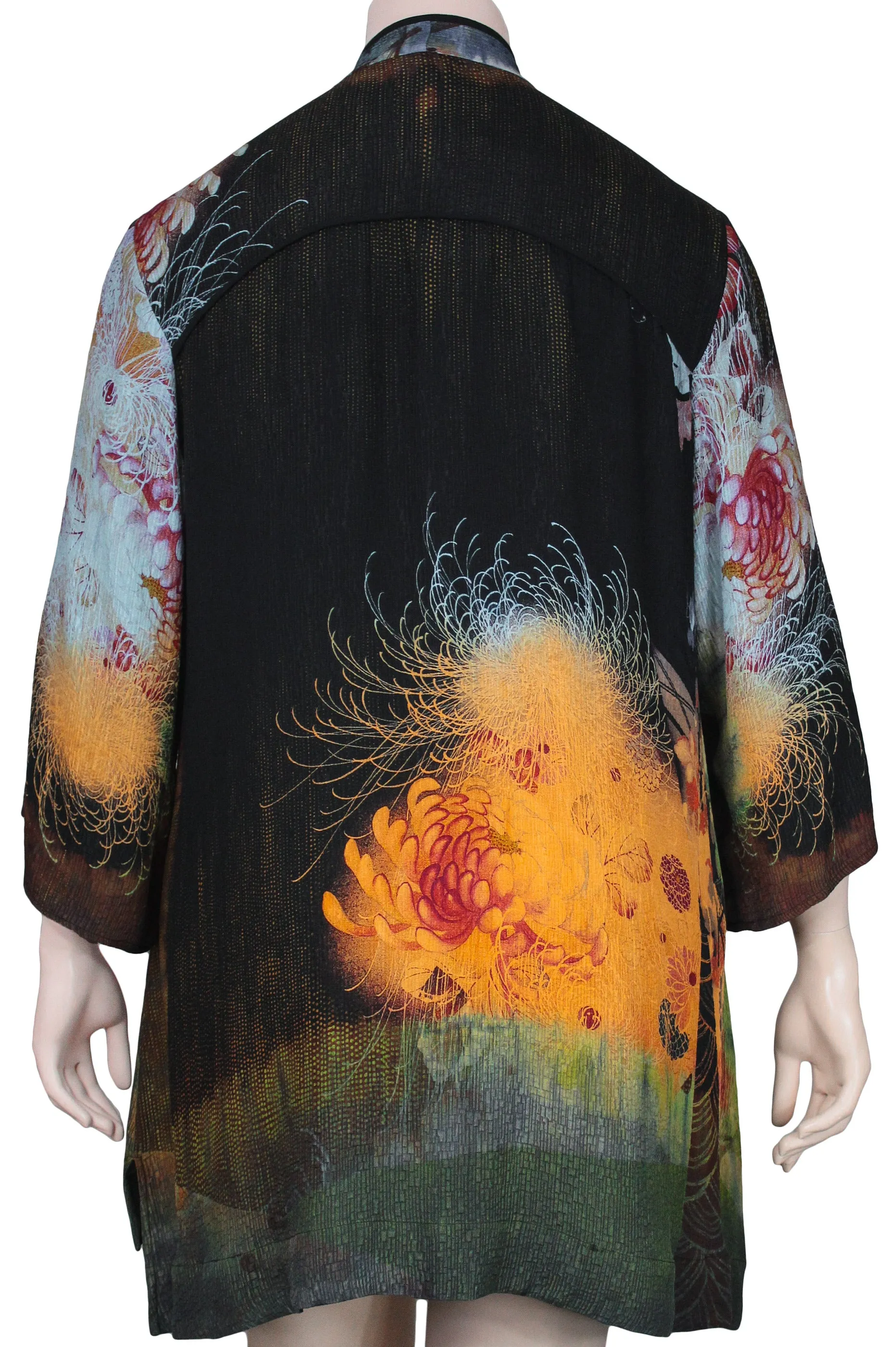 Citron Silk Mandarin Collar Duster Jacket