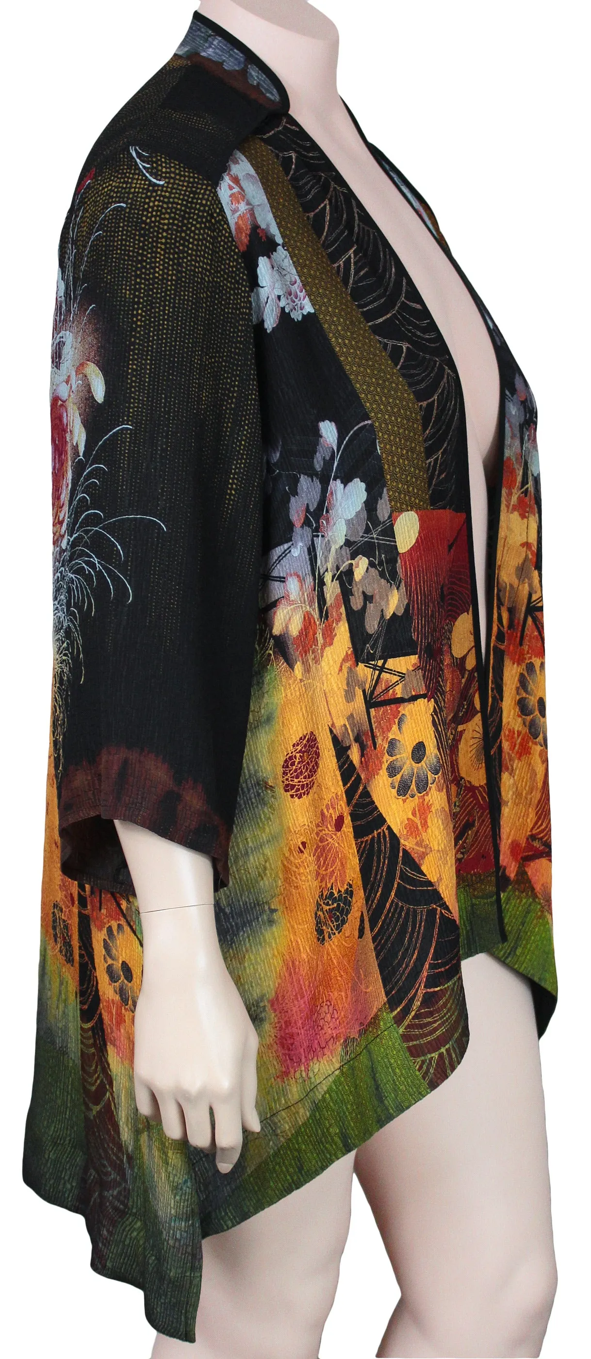 Citron Silk Mandarin Collar Duster Jacket