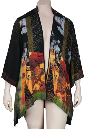 Citron Silk Mandarin Collar Duster Jacket