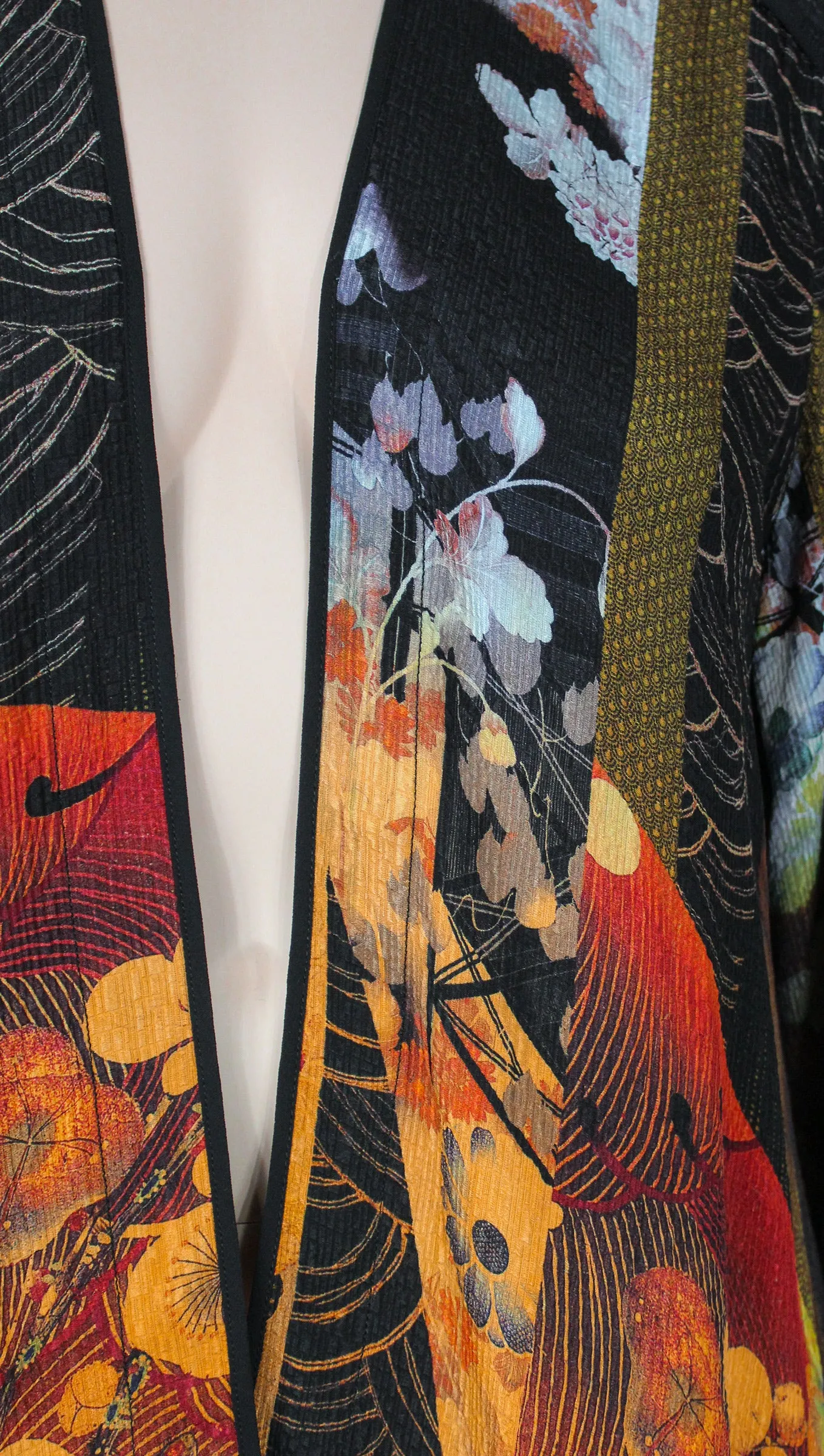 Citron Silk Mandarin Collar Duster Jacket