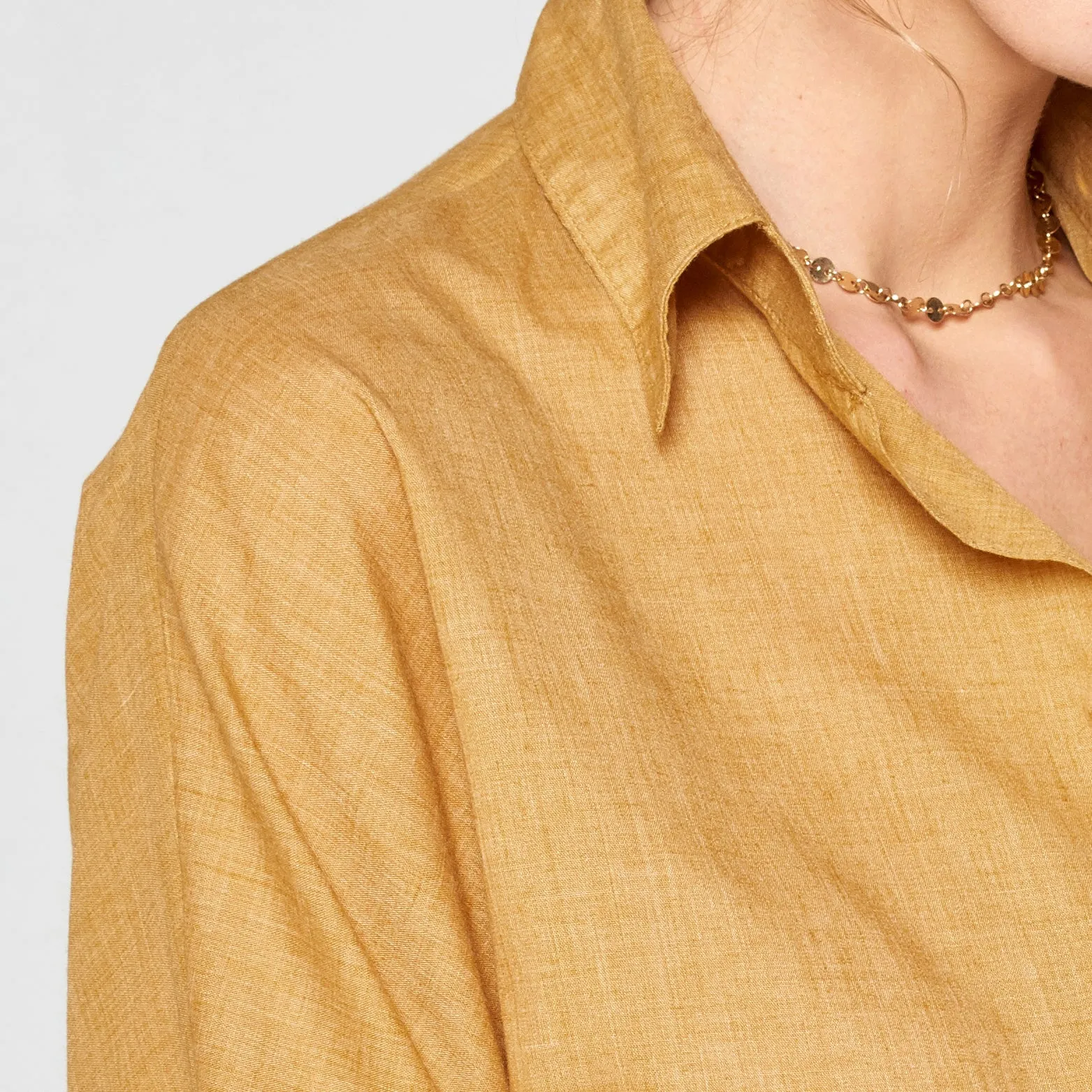 Collar Longline Linen Top