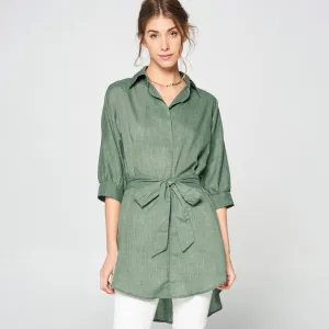 Collar Longline Linen Top