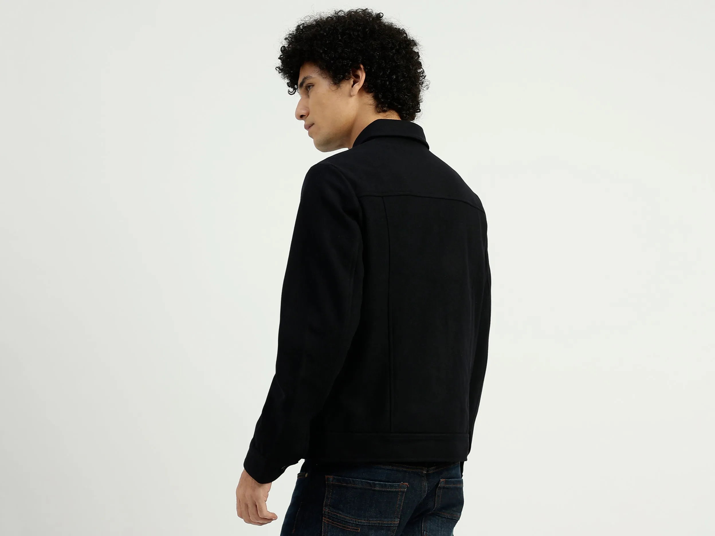 Collared Solid Zipper Jacket