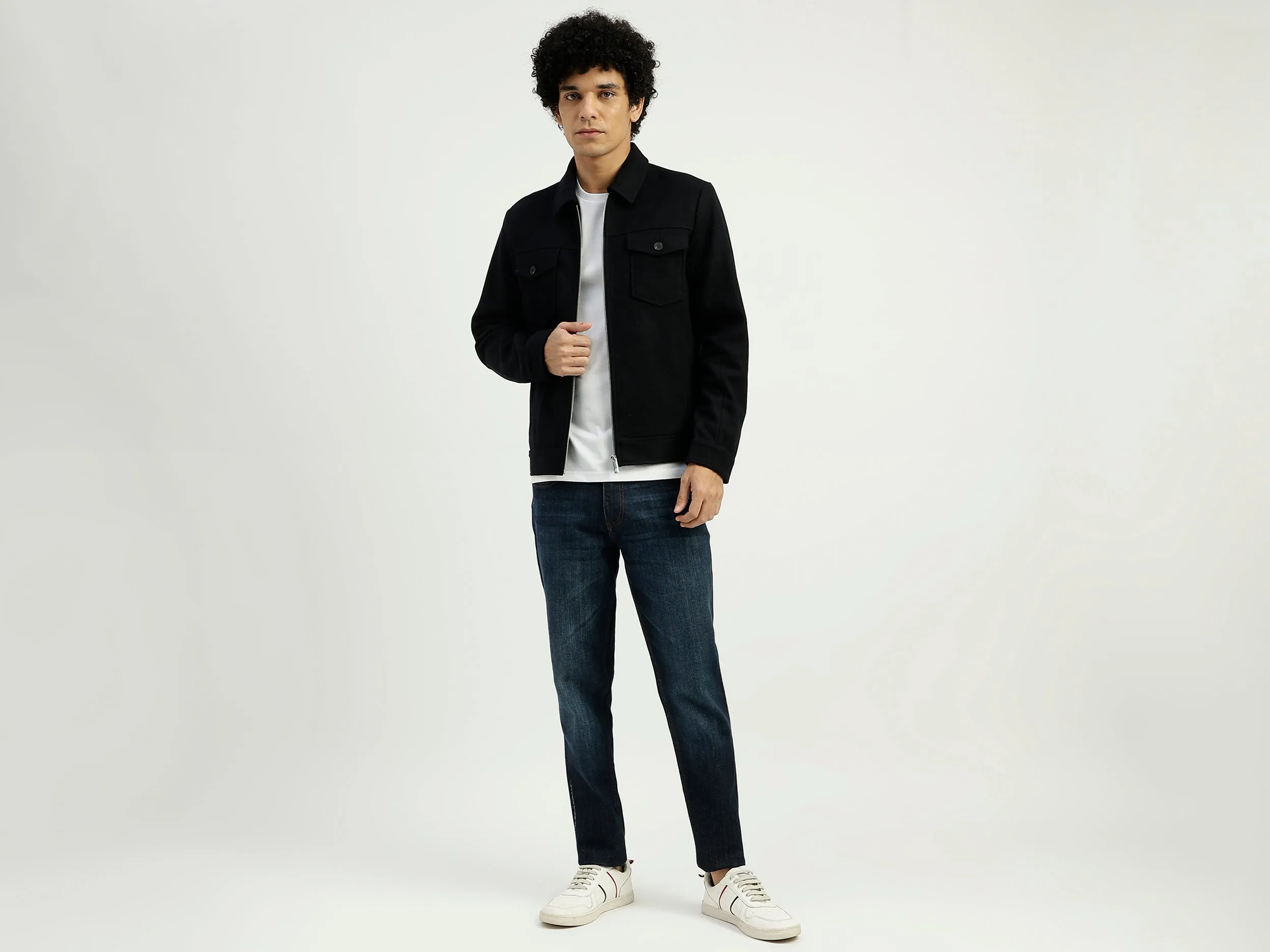 Collared Solid Zipper Jacket