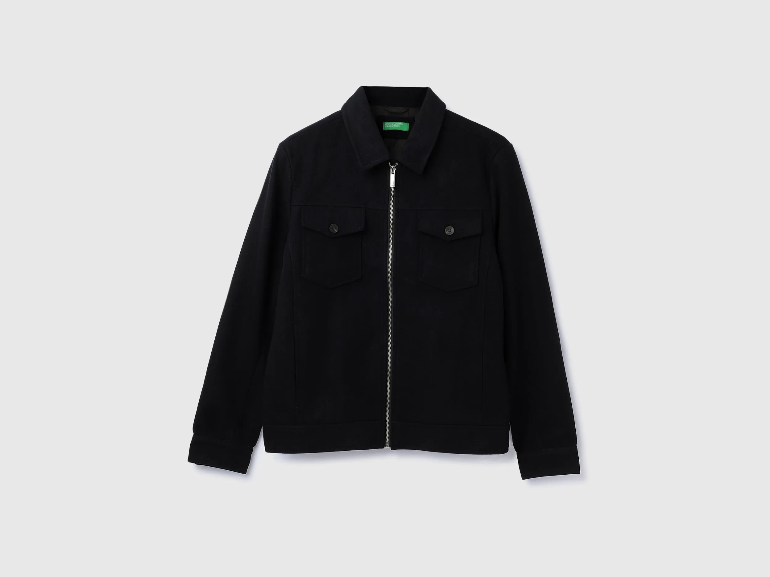 Collared Solid Zipper Jacket