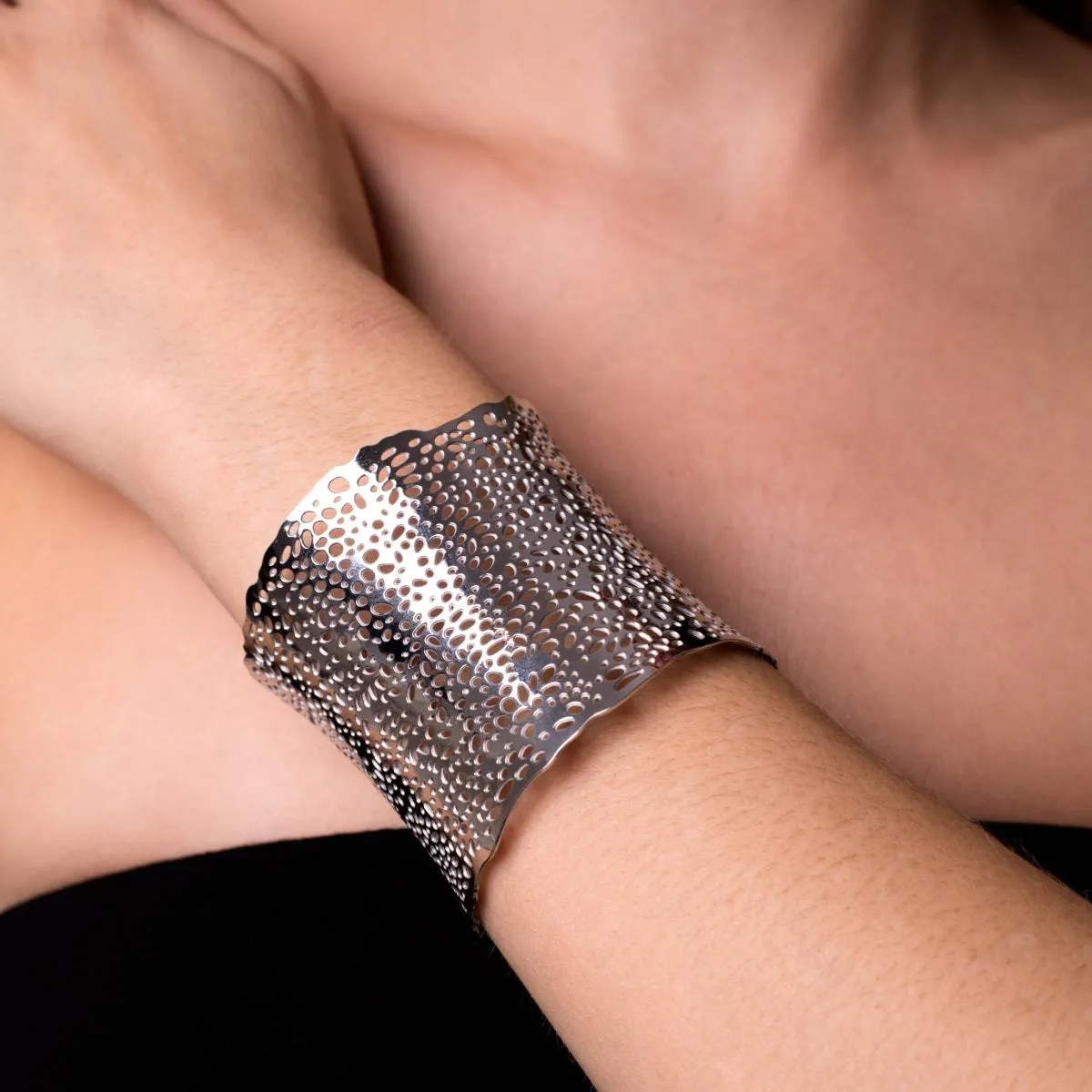 Coral | Silver | Laser Cut Cuff