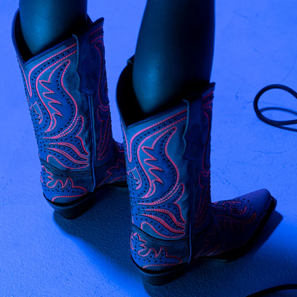 Corral Pink Overlay & Fluorescent Embroidery Boots