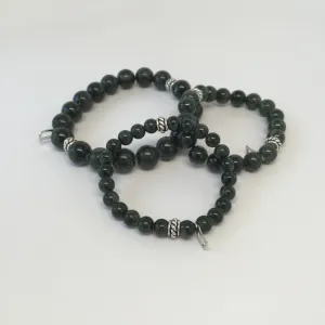 'Daddy & Me' Harrison Olive Jasper Bracelet Set