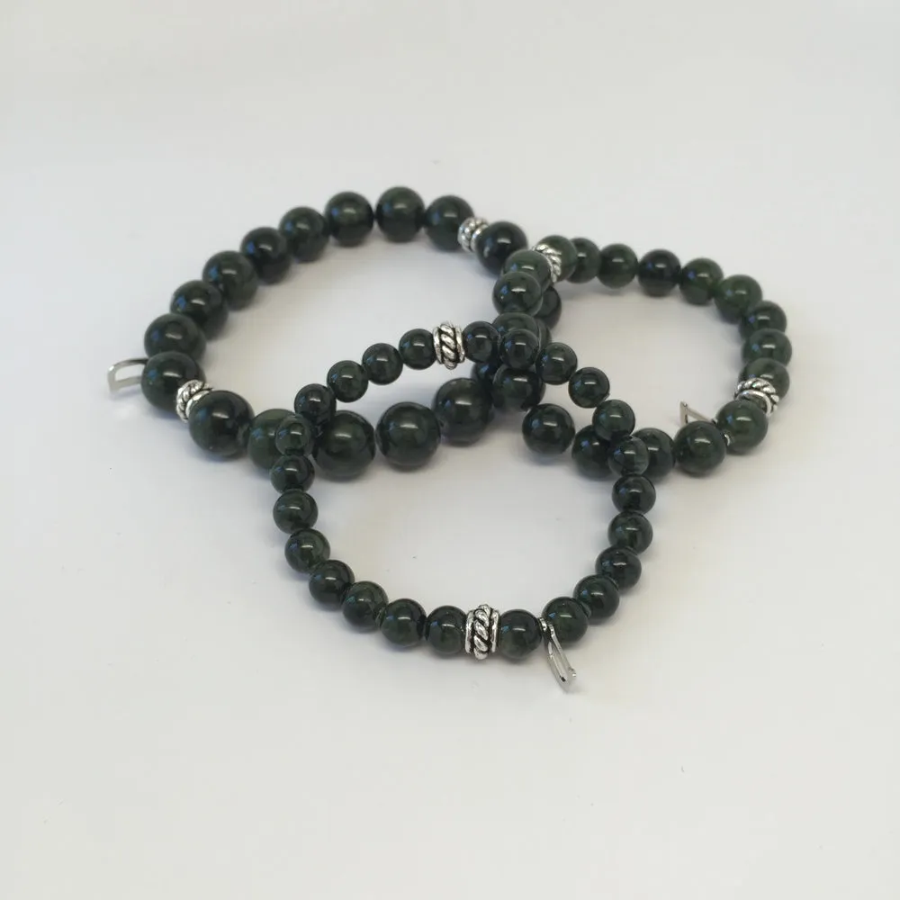 'Daddy & Me' Harrison Olive Jasper Bracelet Set