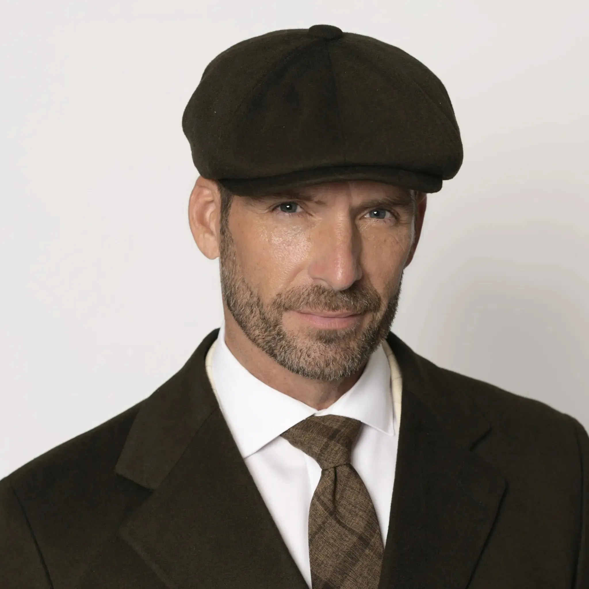 Dark Olive Italian Wool News Boy Cap