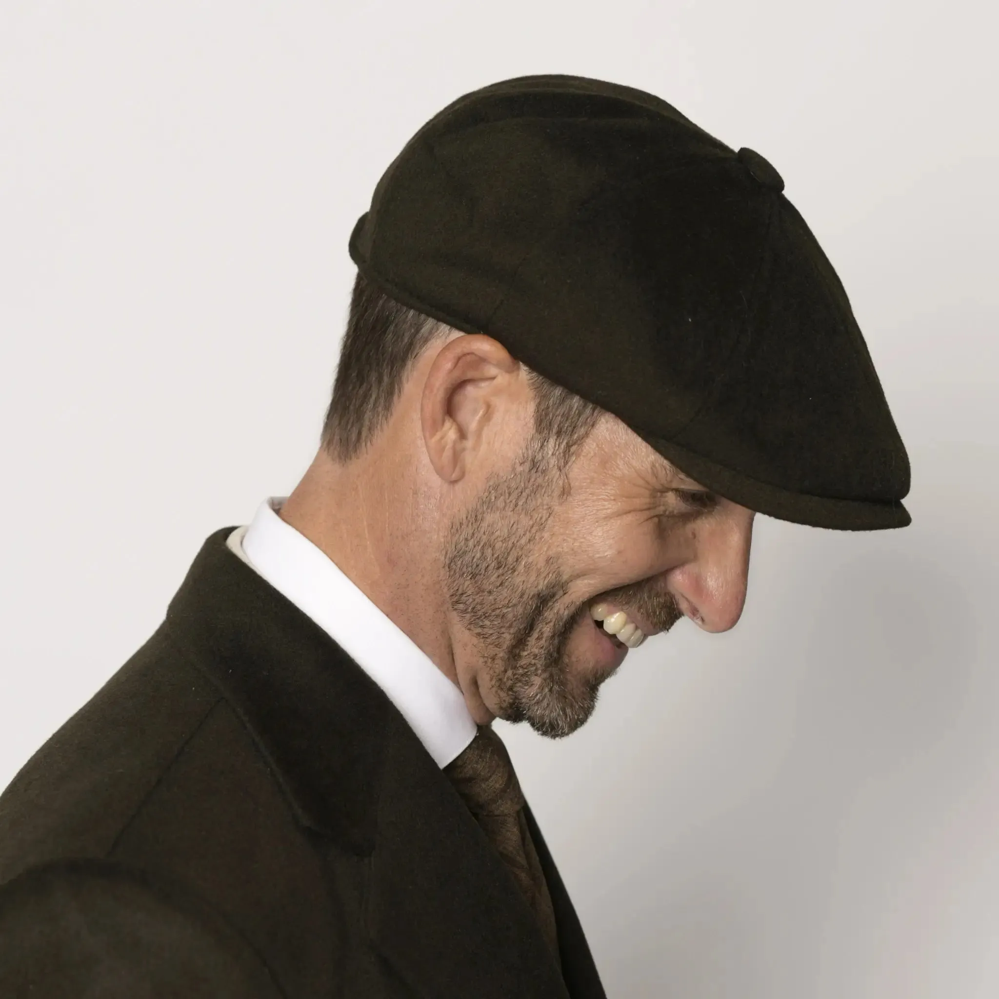 Dark Olive Italian Wool News Boy Cap